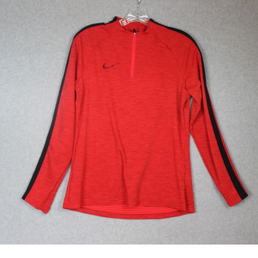 Nike Dri-FIT Half Zip Pullover Athletic Training Top Red Black Size M